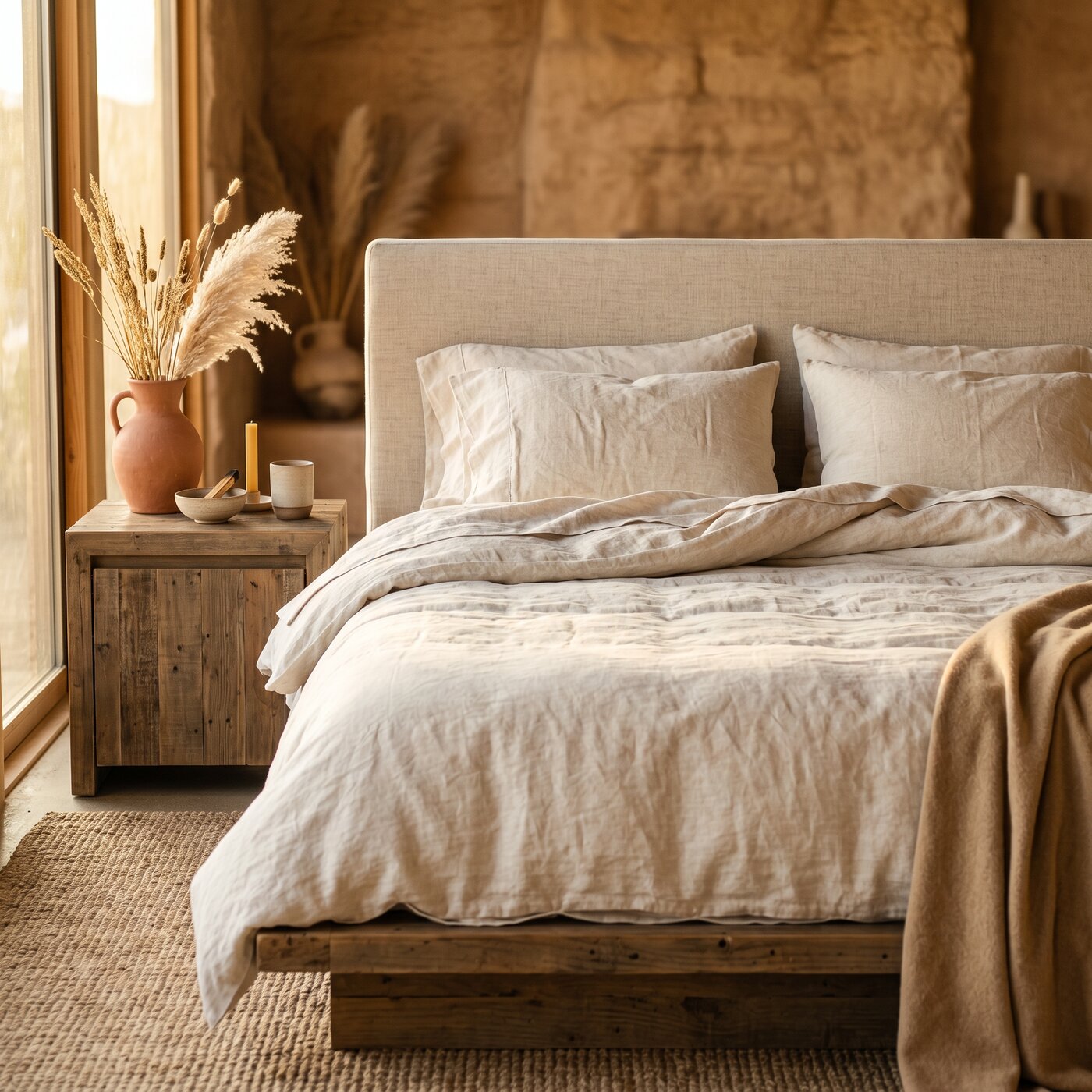 Sun-Bleached Linen Bedding Set Queen