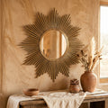 Brass Sun Mirror Round 30in