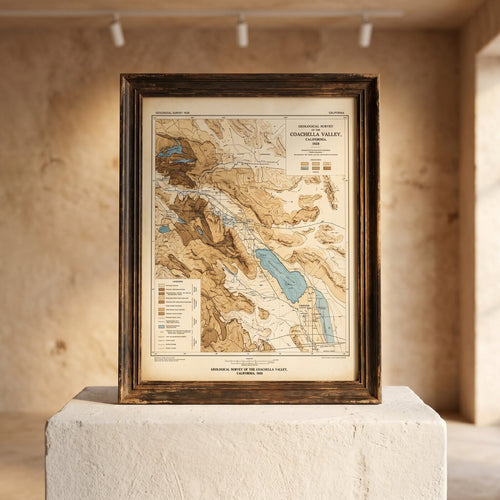 Antique Coachella 1928 Geological Survey Map Framed