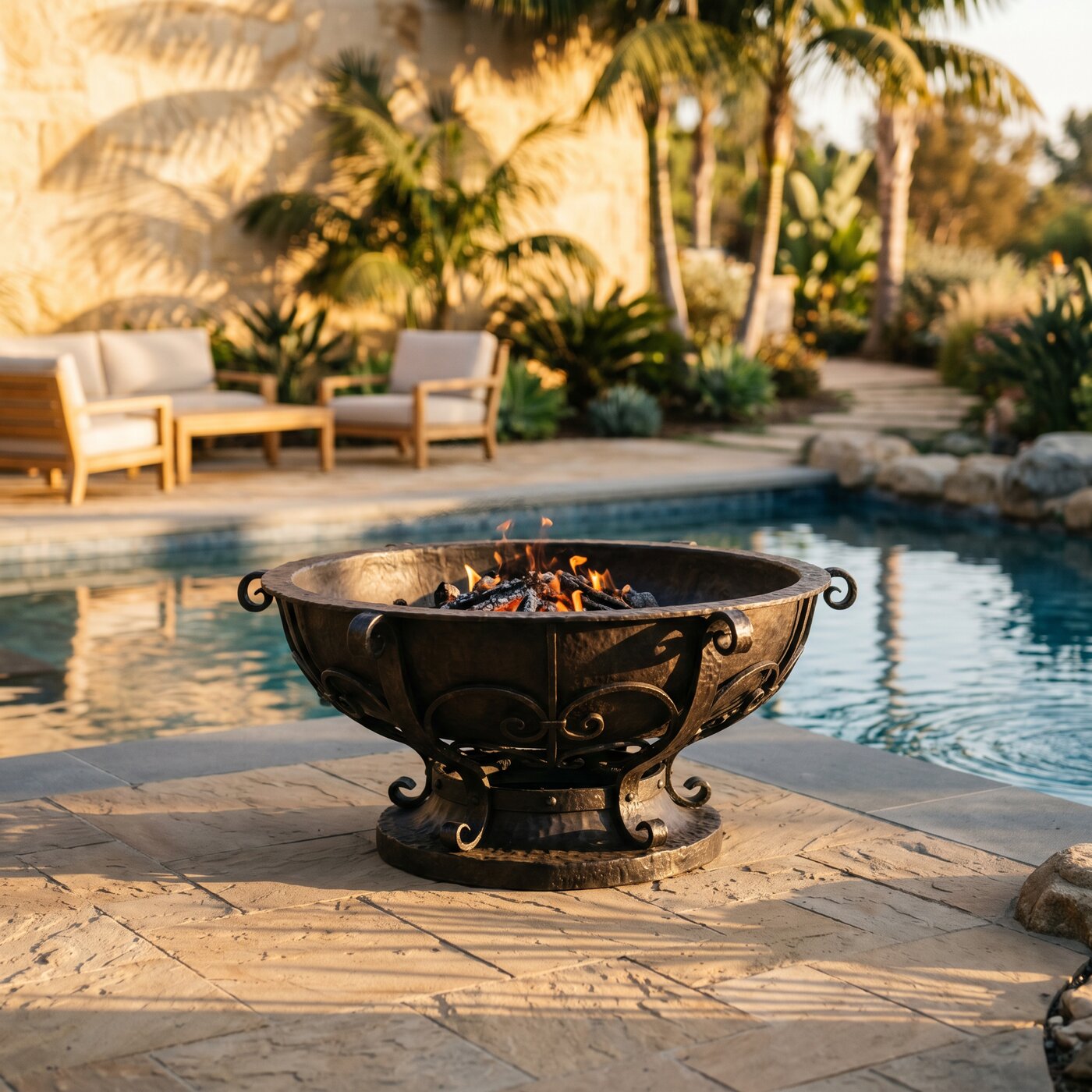 Hand-Forged Iron Fire Pit Pavilion 60in Custom