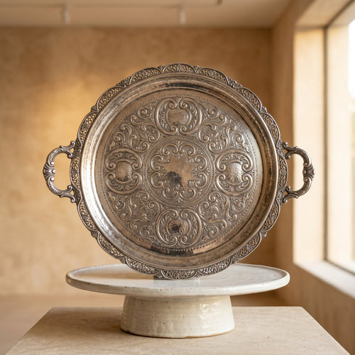 Antique Mexican Silver Centerpiece Tray Sterling 24in